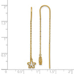 14K Polished Mother of Pearl Flower Cable Chain Threader Earrings - Product Photo