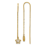 14K Polished Mother of Pearl Flower Cable Chain Threader Earrings - Product Photo