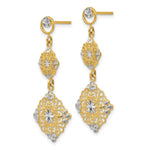 14k Rhodium Diamond-cut Filigree Dangle Earrings - Product Photo