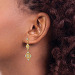 14k Rhodium Diamond-cut Filigree Dangle Earrings - Product Photo