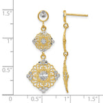 14k Rhodium Diamond-cut Filigree Dangle Earrings - Product Photo