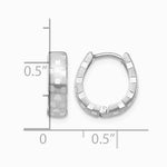 14K White Gold Diamond Cut 4mm Patterned Hinged Hoop Earrings - Product Photo