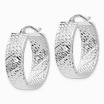 14K White Gold Diamond Cut Hoop Earrings - Product Photo