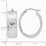 14K White Gold Diamond Cut Hoop Earrings - Product Photo