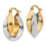 14k Two-tone Polished Knife-edge Double Hoop Earrings - Product Photo
