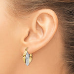 14k Two-tone Polished Knife-edge Double Hoop Earrings - Product Photo