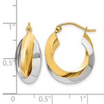 14k Two-tone Polished Knife-edge Double Hoop Earrings - Product Photo