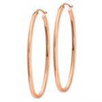 14k Rose 2mm Square Tube Oval Hoop Earrings - Product Photo