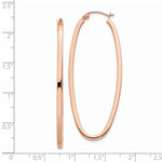 14k Rose 2mm Square Tube Oval Hoop Earrings - Product Photo