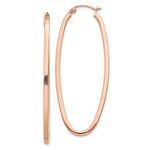 14k Rose 2mm Square Tube Oval Hoop Earrings - Product Photo