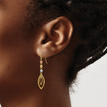 14K Tri-Color Diamond-cut Bead Oval Dangle Earrings - Product Photo