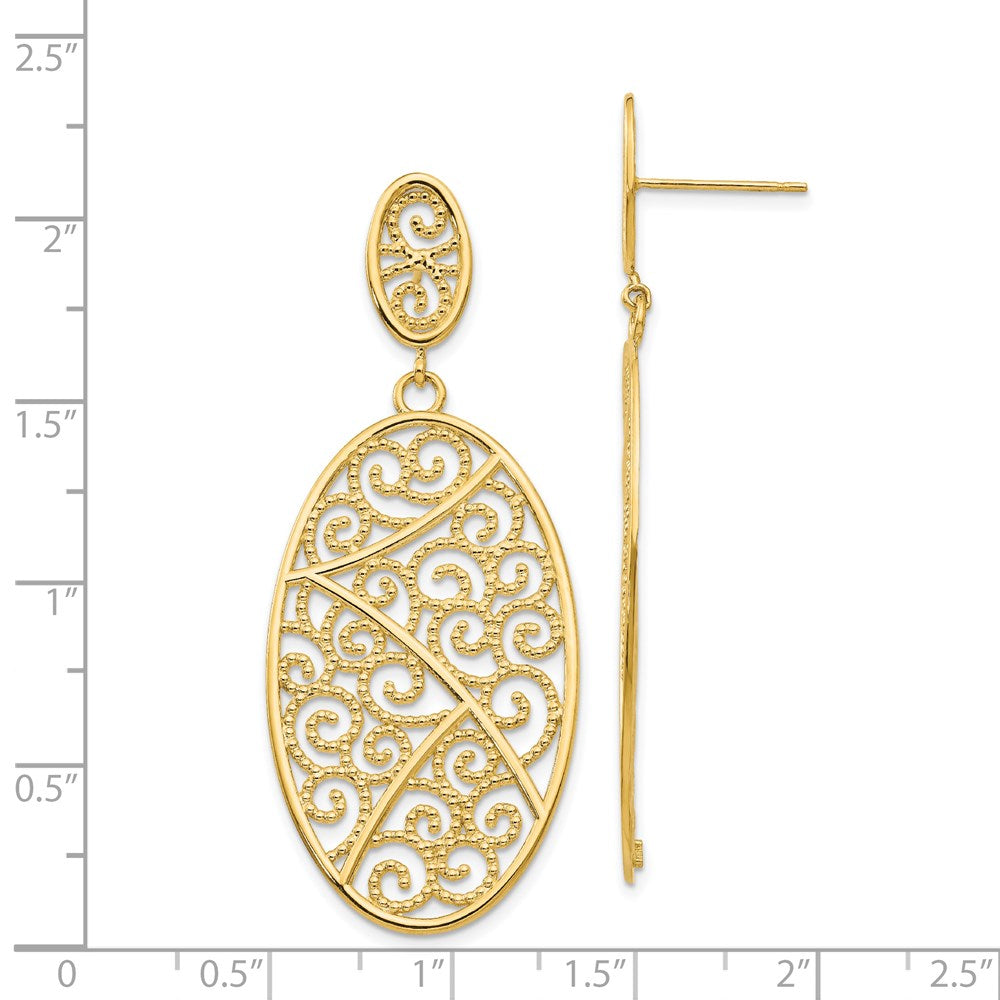 14K Oval Dangle Earrings - Product Photo