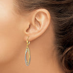 14K Two-Tone Textured and Polished Dangle Leverback Earrings - Product Photo