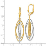 14K Two-Tone Textured and Polished Dangle Leverback Earrings - Product Photo