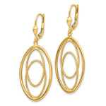 14K Gold Textured and Polished Dangle Leverback Earrings - Product Photo