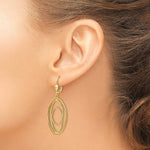 14K Gold Textured and Polished Dangle Leverback Earrings - Product Photo