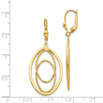 14K Gold Textured and Polished Dangle Leverback Earrings - Product Photo