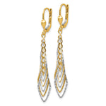14K Two-tone Polished Diamond-cut Dangle Leverback Earrings - Product Photo