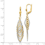 14K Two-tone Polished Diamond-cut Dangle Leverback Earrings - Product Photo