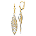 14K Two-tone Polished Diamond-cut Dangle Leverback Earrings - Product Photo