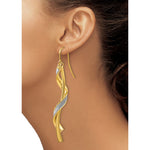 14k Polished Glitter Infused Spiral Dangle Earrings - Product Photo