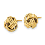 14k Polished Textured Love Knot Post Earrings - Product Photo
