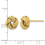 14k Polished Textured Love Knot Post Earrings - Product Photo