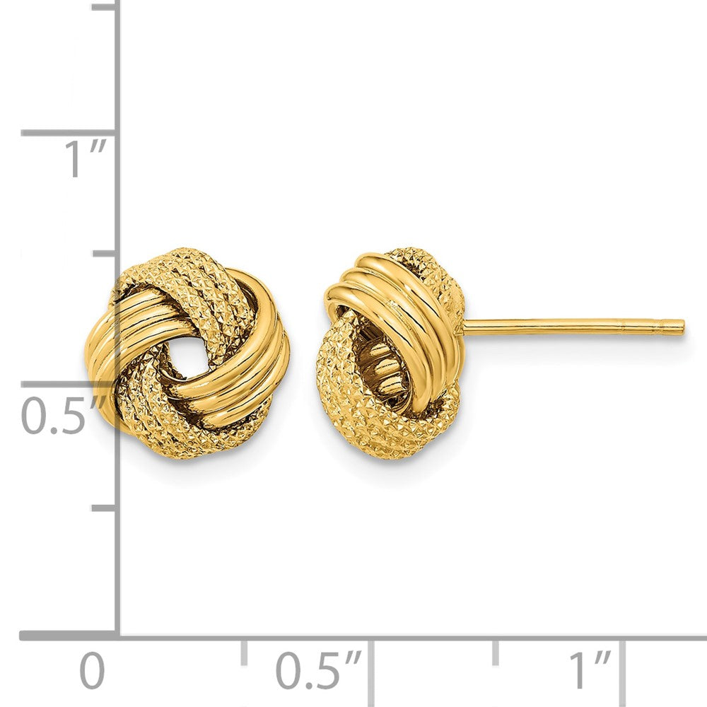 14k Polished Textured Love Knot Post Earrings - Product Photo