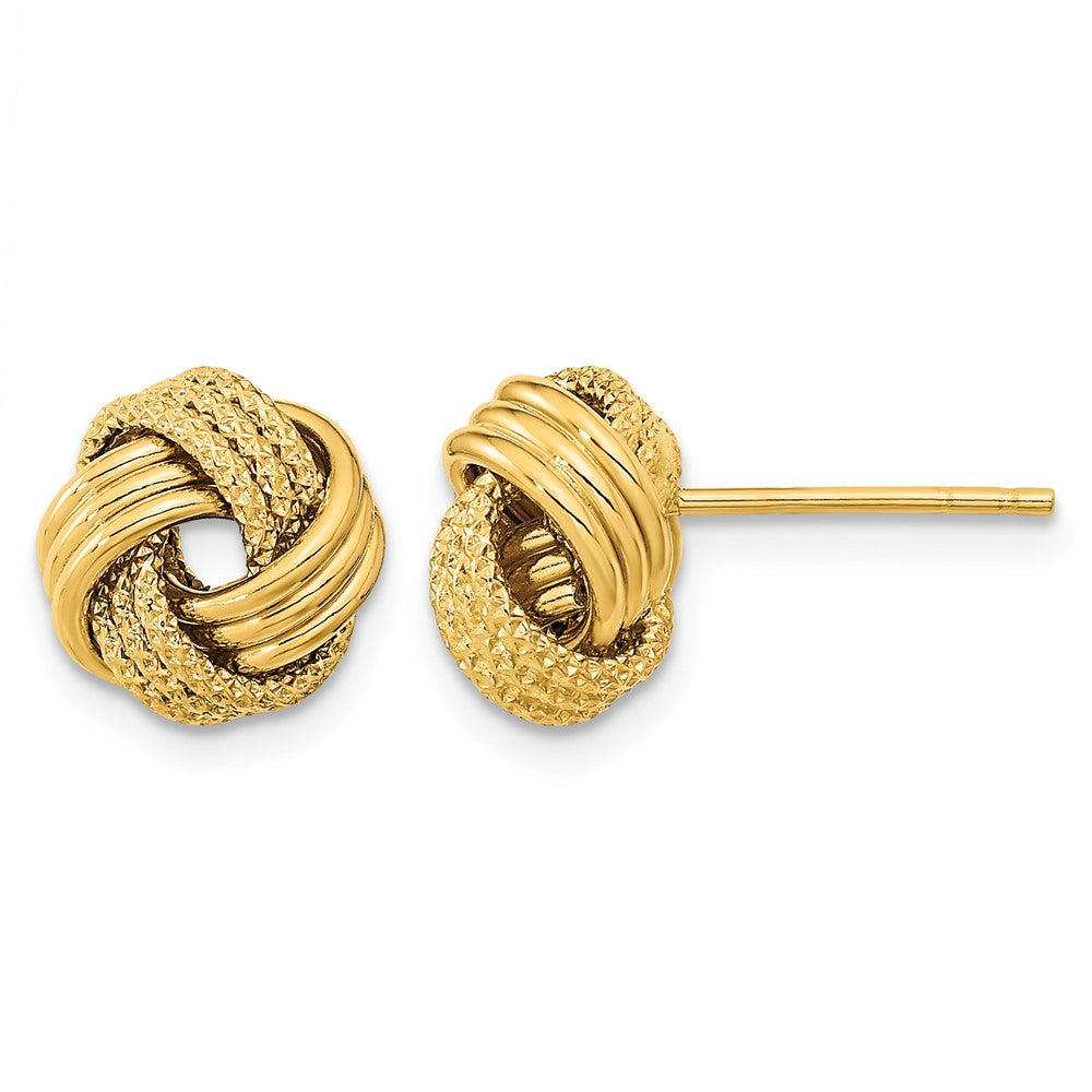 14k Polished Textured Love Knot Post Earrings - Product Photo