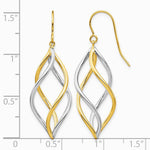 14K Two-Tone Twisted Polished Dangle Shepherd Hook Earrings - Product Photo