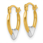 14K Yellow & Rhodium with White Rhodium Polished Heart Hoop Earrings - Product Photo