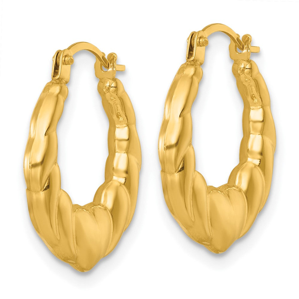 14k Polished Hearts Hoop Earrings - Product Photo