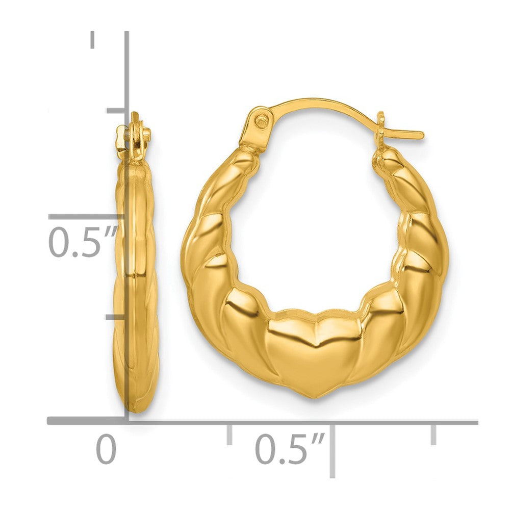 14k Polished Hearts Hoop Earrings - Product Photo