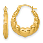 14k Polished Hearts Hoop Earrings - Product Photo