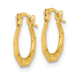 14K Yellow Gold Polished and Grooved Hoop earrings - Product Photo