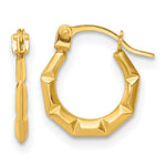 14K Yellow Gold Polished and Grooved Hoop earrings - Product Photo