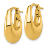 14K Yellow Gold Polished Puffed Oval Hoop earrings - Product Photo