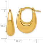 14K Yellow Gold Polished Puffed Oval Hoop earrings - Product Photo
