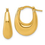 14K Yellow Gold Polished Puffed Oval Hoop earrings - Product Photo