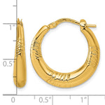 14k Polished and Grooved Round Hoop earrings - Product Photo