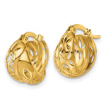 14k Polished w/Cut Out Floral Design Hoop earrings - Product Photo