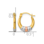 14k w/Rhodium and Rose Gold-plating Polished Hoop Earrings - Product Photo