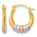 14k w/Rhodium and Rose Gold-plating Polished Hoop Earrings - Product Photo