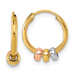 14K w/White RH and Rose-tone Polished Beads Endless Hoop earrings - Product Photo