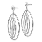 14k White Gold Oval Circle Dangle Post Earrings - Product Photo