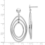 14k White Gold Oval Circle Dangle Post Earrings - Product Photo