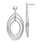 14k White Gold Oval Circle Dangle Post Earrings - Product Photo