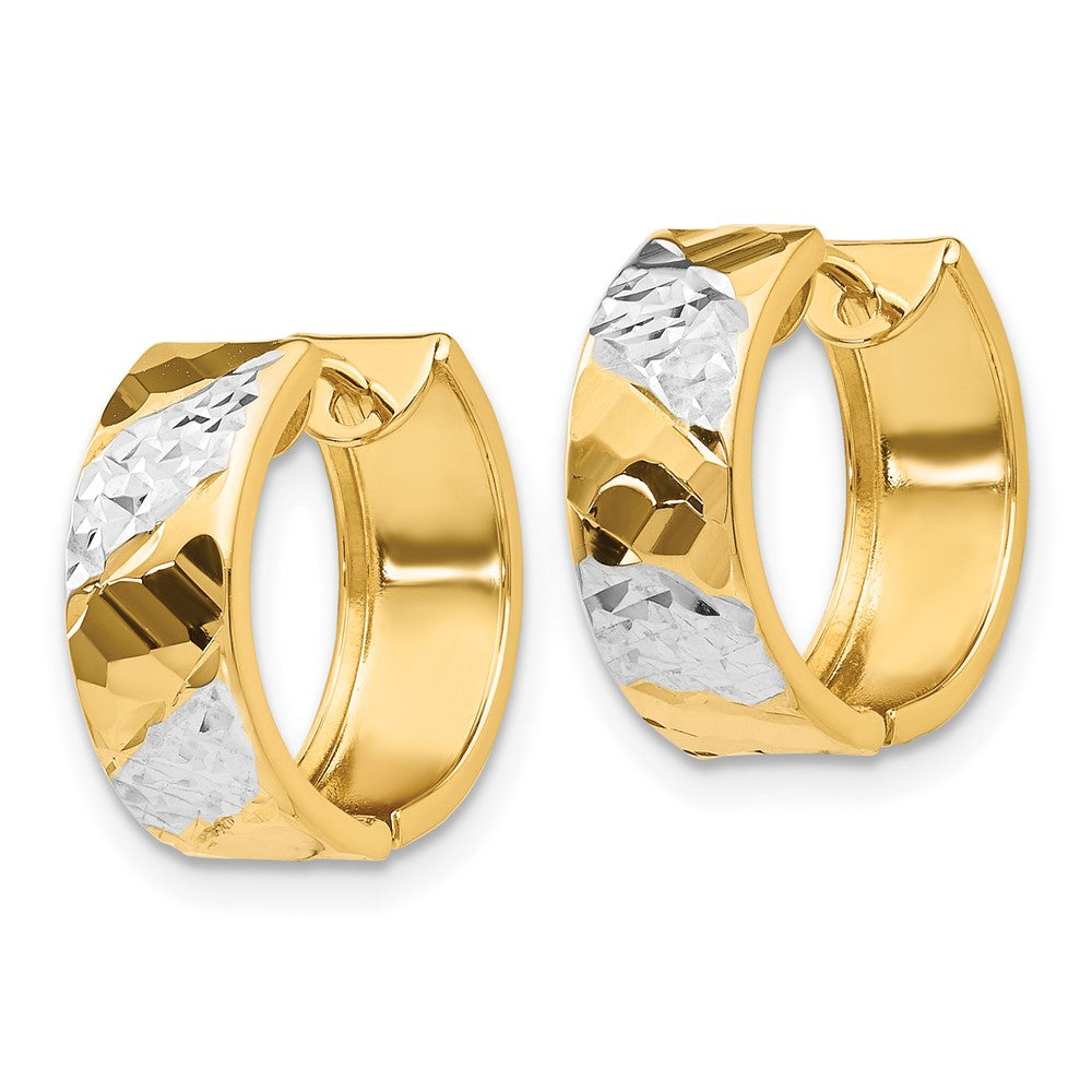 14k 5mm Diamond-cut Rhodium Hoop Earrings - Product Photo