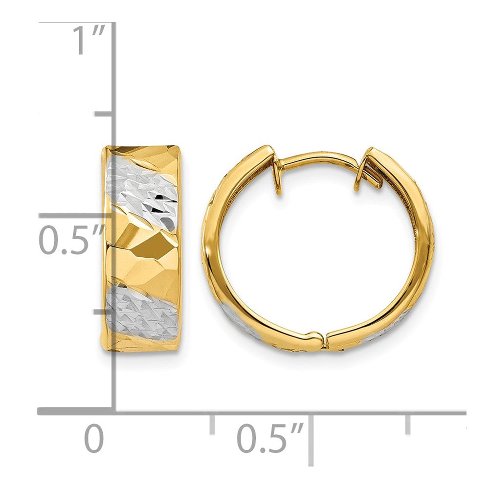 14k 5mm Diamond-cut Rhodium Hoop Earrings - Product Photo