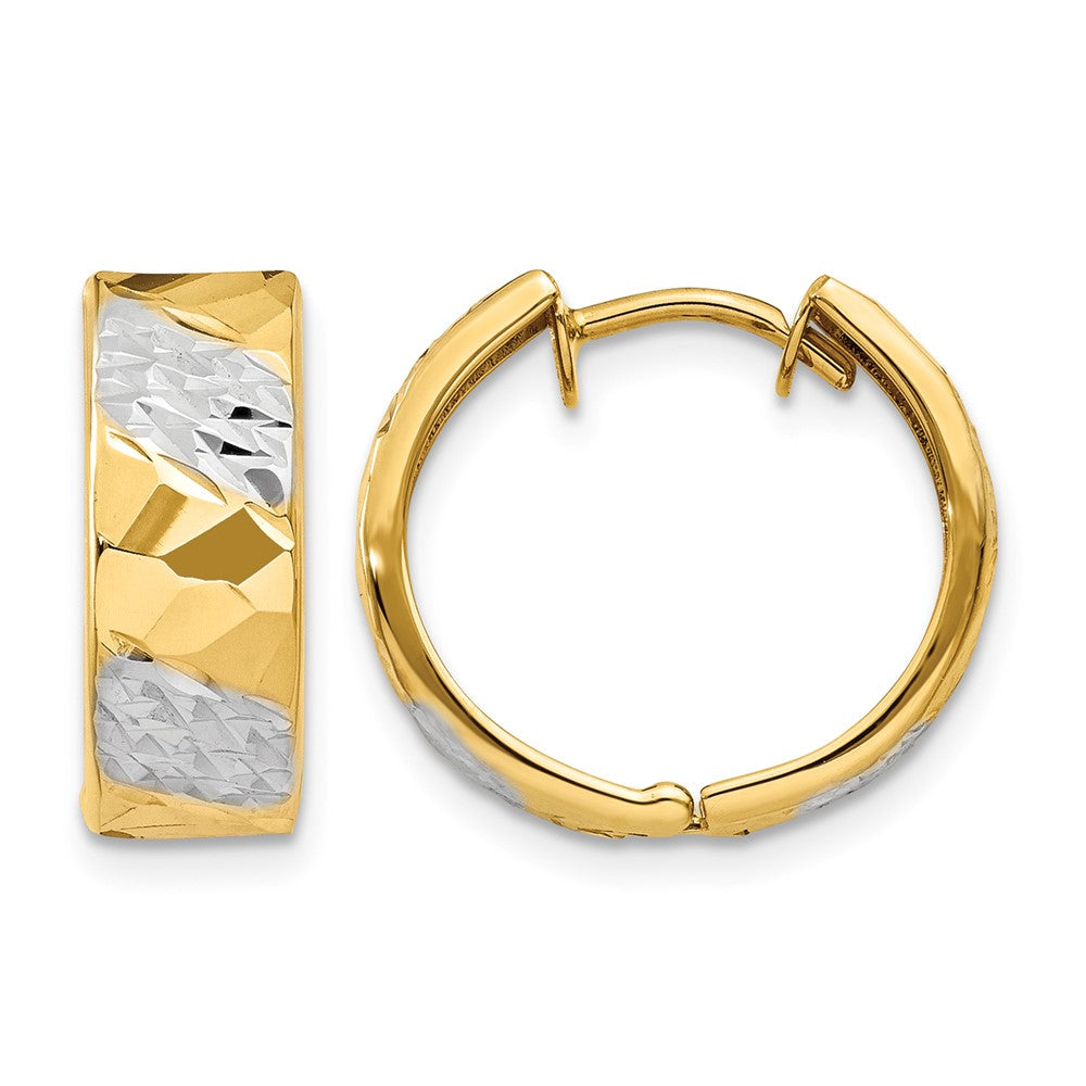 14k 5mm Diamond-cut Rhodium Hoop Earrings - Product Photo
